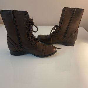 Steve Madden Troopa Brown Leather Combat Boot